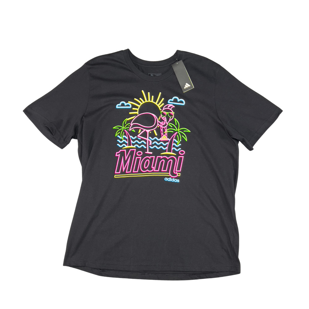 adidas Miami Beach Flamingo Graphic Tee Size XL Coastal Tropical Vacation